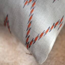 Light Grey Pillow With Embroidery, Designer Throw Cover, Decorative Cushion Pillowcase, Linen Accent - thumbnail 4