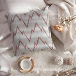 Light Grey Pillow With Embroidery, Designer Throw Cover, Decorative Cushion Pillowcase, Linen Accent - thumbnail 3
