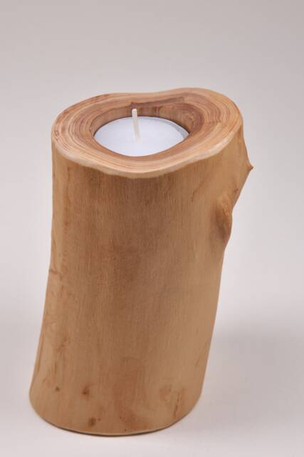 Candlestick - Tea Light Holder Candles Wood Decoration Garden Party Gift Host Mood Ambience Mountain Ash - image 1