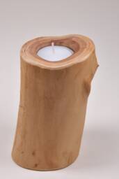 Candlestick - Tea Light Holder Candles Wood Decoration Garden Party Gift Host Mood Ambience Mountain Ash - thumbnail 1