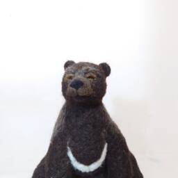 Needle Felted Brown Bear Handmade Wool Soft Sculpture - thumbnail 4