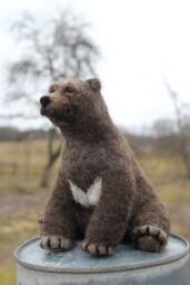 Needle Felted Brown Bear Handmade Wool Soft Sculpture