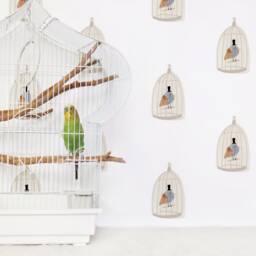 Birdcages - Latte Fabric Wall Decal Pet House Mej - thumbnail 2