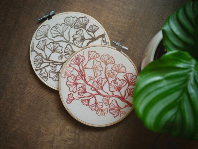 Christmas Gift ?? Embroidery Hoop Art Wall Home Decor Ginko Branch Hand Embroidered Loftfullofgoodies Housewarming - image 1