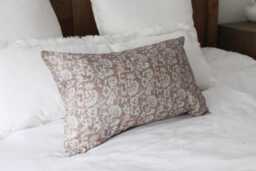 Farmhouse Floral Print Cushion Cover Brown Cotton Throw Pillow - 50x30cm - thumbnail 1