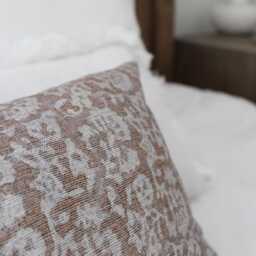 Farmhouse Floral Print Cushion Cover Brown Cotton Throw Pillow - 50x30cm - thumbnail 2