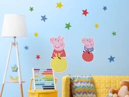 Peppa Pig & George Wall Sticker Pack, Decals, Stickers, Decor, Themed Bedroom
