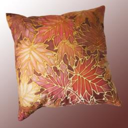 Fall Decor Throw Pillow - Autumn Leaves Settee Cushion Maple Leaf Statement Cushion- Teracotta Rust Red Plum