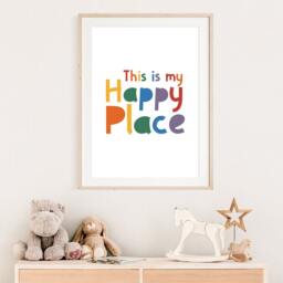 This Is My Happy Place Print, Kids Wall Art, Colourful Nursery Prints, Decor, Positive Sign, Playroom Prints - thumbnail 2