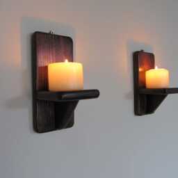 Reclaimed Wood Wall Sconces Dark Walnut Led Candle Holders, 20cm - thumbnail 2