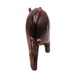 Hand Carved Wood Hippo Figurine African Art Ornament - thumbnail 4