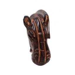 Hand Carved Wood Hippo Figurine African Art Ornament - thumbnail 3