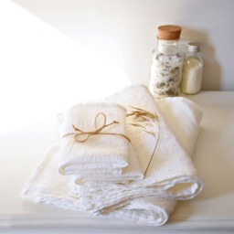 Set Of 2 - Linen Hand Towels For Bathroom - Waffle Fabric - Bath Towels - Quest Small Face Pure Linen - White - Washcloths - Gift - thumbnail 3
