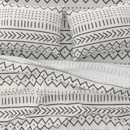 African Sheets - Mudcloth Cream By Curious_Nook Geometric Lines Dots Chevron Arrows Cotton Sateen Sheet Set Bedding Spoonflower - thumbnail 3