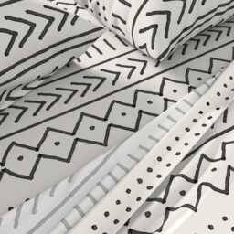 African Sheets - Mudcloth Cream By Curious_Nook Geometric Lines Dots Chevron Arrows Cotton Sateen Sheet Set Bedding Spoonflower - thumbnail 2
