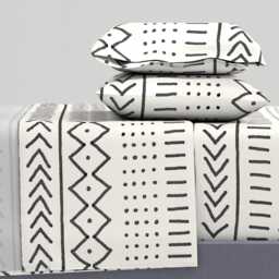 African Sheets - Mudcloth Cream By Curious_Nook Geometric Lines Dots Chevron Arrows Cotton Sateen Sheet Set Bedding Spoonflower