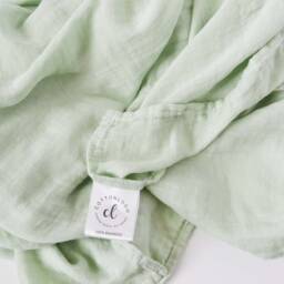 Mint Bamboo Muslin Baby Swaddle Blanket Unisex Design - thumbnail 3