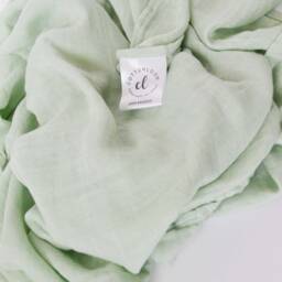 Mint Bamboo Muslin Baby Swaddle Blanket Unisex Design - thumbnail 2