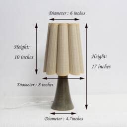Handmade Khaki Striped Fabric Table Lamp With Brown Ceramic Base - thumbnail 2