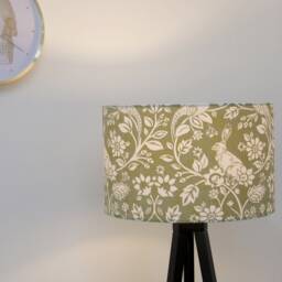 Green Lampshade Hare Rabbit 20cm 25cm 30cm 35cm 40cm Drum Lamp Shade - Handmade Home Decor Ceiling Table Heathland Sage - thumbnail 3
