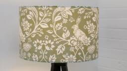 Green Lampshade Hare Rabbit 20cm 25cm 30cm 35cm 40cm Drum Lamp Shade - Handmade Home Decor Ceiling Table Heathland Sage - thumbnail 1