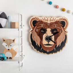 Wooden Bear Bedroom Wall Clock - Wood Animal Children's Nursery Art - thumbnail 4