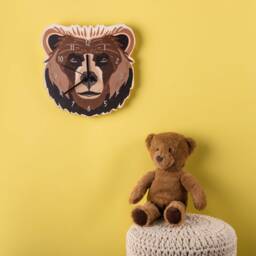 Wooden Bear Bedroom Wall Clock - Wood Animal Children's Nursery Art