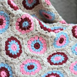 Knit Baby Blanket, Crochet Blanket in Beige Blue Coral Pink & Red Newborn Shower Gift-Custom Color Available - thumbnail 2
