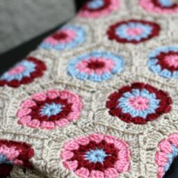 Crochet Baby Blanket, Beige Pink Blue Red, Newborn Gift - thumbnail 4