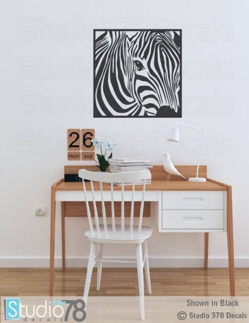 Zebra Head Vinyl Wall Decal - Safari Nursery Decor, 22x22 - image 1