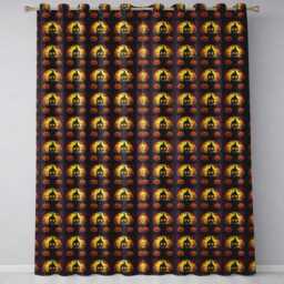 Skeleton Pumpkin Halloween Night Seamless Pattern Spooky Cute Design Readymade Eyelet Ring Top Thermal 100% Blackout Curtains - thumbnail 2