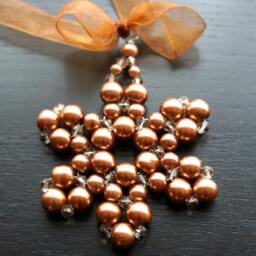 Modern Christmas Tree Ornament Honey Copper Pearl Beaded Snowflake Crystal Star Christmas Decor Holiday Decorations - thumbnail 4