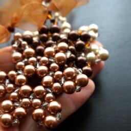 Modern Christmas Tree Ornament Honey Copper Pearl Beaded Snowflake Crystal Star Christmas Decor Holiday Decorations - thumbnail 2