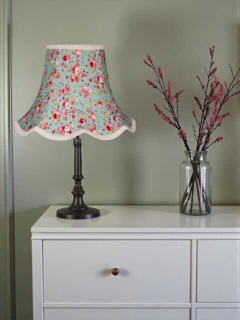 Traditional Green Floral Lampshade With Cream Braid Handmade For Ceiling Lights, Table & Floor Standard Lamp Shades, Wall Lights - image 1
