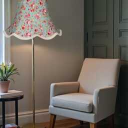 Traditional Green Floral Lampshade With Cream Braid Handmade For Ceiling Lights, Table & Floor Standard Lamp Shades, Wall Lights - thumbnail 3