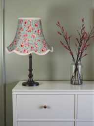 Traditional Green Floral Lampshade With Cream Braid Handmade For Ceiling Lights, Table & Floor Standard Lamp Shades, Wall Lights - thumbnail 1