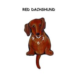 Red Dachshund Dog Clock With Wagging Tail