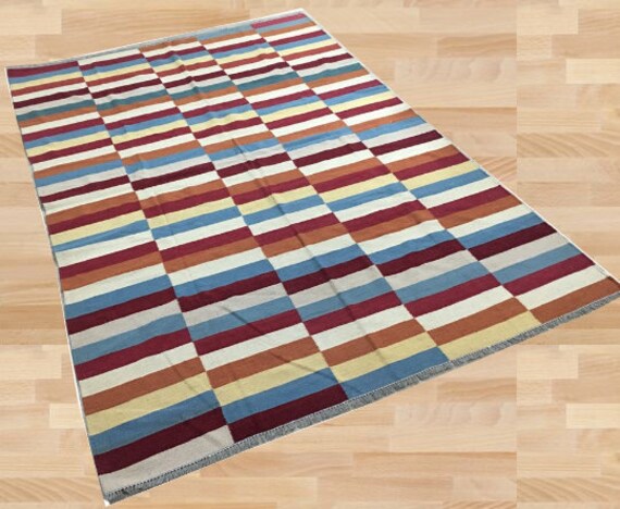 Handwoven Afghan Kilim Rug, Bohemian Modern Style - 284x193 cm - image 1