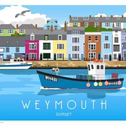 Weymouth Quay, Harbour, Fishing Boat, Dorset. Travel Poster Art Print. Portrait Version Also Available - thumbnail 3