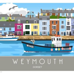 Weymouth Quay, Harbour, Fishing Boat, Dorset. Travel Poster Art Print. Portrait Version Also Available - thumbnail 2