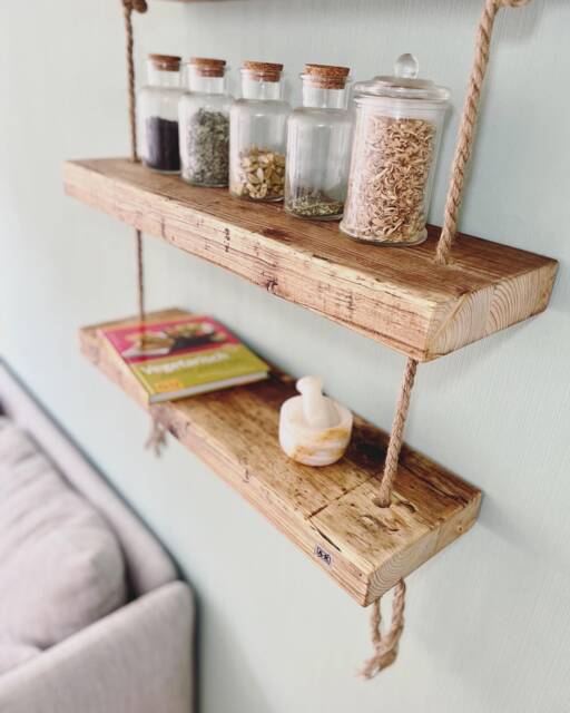 Shelving Made From Reclaimed Wood, Construction Timber, Scaffolding Planks, Boards, Kitchen Shelf, Bookshelf, Wooden Sustainable Shelf - Wall Jute - image 1