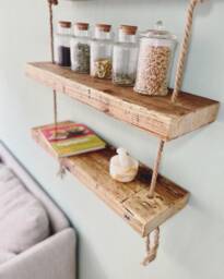 Shelving Made From Reclaimed Wood, Construction Timber, Scaffolding Planks, Boards, Kitchen Shelf, Bookshelf, Wooden Sustainable Shelf - Wall Jute