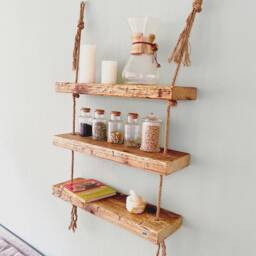 Shelving Made From Reclaimed Wood, Construction Timber, Scaffolding Planks, Boards, Kitchen Shelf, Bookshelf, Wooden Sustainable Shelf - Wall Jute - thumbnail 3