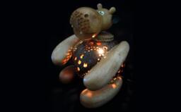 Hippopotamus Hippo Animal Lamp Coconut Shell Bedroom Table Floor Light Wooden Garden Handmade - thumbnail 1