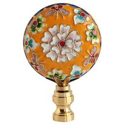 Chinese Champlev?? Cloisonn?? Lamp Finial On A Shiny Brass Hardware in Golden Yellow - thumbnail 2