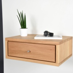 Small Floating Bedside Table in Solid Oak Wood With 1 Drawer - thumbnail 3