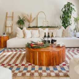Brown & Cream Moroccan Berber Rug With Geometric Stripes, Handmade Wool Shag Rug, Neutral Style Carpet, 9x12 Area - thumbnail 3