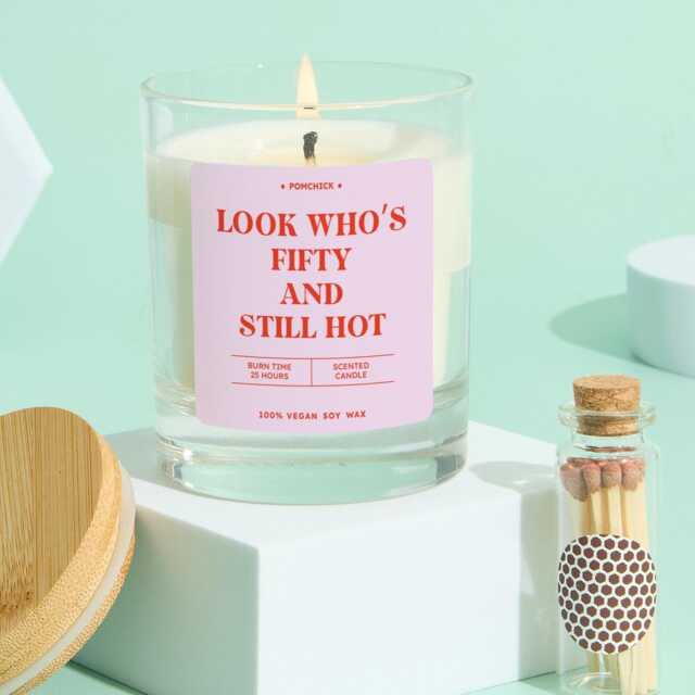 Funny 50Th Birthday Candle Gift For Her Fifty & Fabulous Fun Keepsake Sister Mum Friend Vegan Soy Wax Scented - image 1