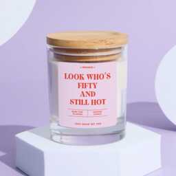 Funny 50Th Birthday Candle Gift For Her Fifty & Fabulous Fun Keepsake Sister Mum Friend Vegan Soy Wax Scented - thumbnail 2