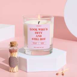 Funny 50Th Birthday Candle Gift For Her Fifty & Fabulous Fun Keepsake Sister Mum Friend Vegan Soy Wax Scented - thumbnail 3